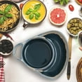 thumbnail image 1 of Ceramic Soup & Side Dish Set - Divided Chip & Dip Bowls, Multi-Use Breakfast Salad Plates, Microwave Dishwasher Safe Durable Home Kitchen Dinnerware Set, Blue, 1 of 9
