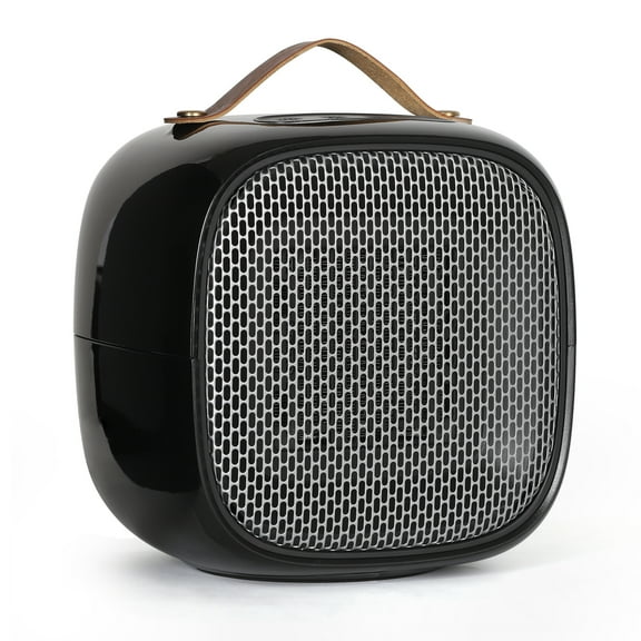 Ceramic Space Heater with Thermostat, Overheat & Tip Over Protection, Indoor Use - Clear Black