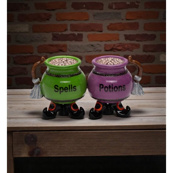 Ceramic Spells Potions Pot Salt and Pepper Shakers, Kitchen Decor, Game Room Decor, Gift for Her