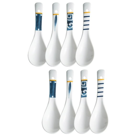 Ceramic Spoon Porridge Soup for Home Ceramics Kitchen Sampling Condiments 8 Pcs