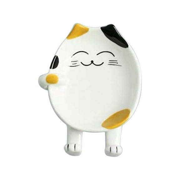 Ceramic Spoon Rest with Cute Cat Design Multi Functional Utensil HolderforKitchen Counter Stove Top Pot Lid Cover Stand and Spatula Rest Heat Resistant Ceramic OrganizerforCooking Utensils