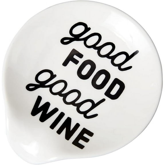 Ceramic Spoon Rest Good Food Good Wine White DIY fork Rest Holder Heat-Resistant Kitchenware Cooking Gadget Utensil Rest DIY for Kitchen Stove Top Counter Housewarming Gift Grandma