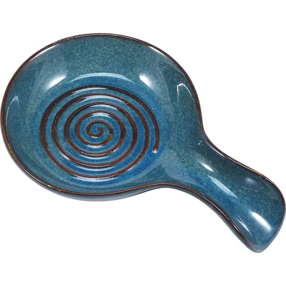 Ceramic Spoon Rest Large Heat Resistant Cooking Utensil Holder For Kitchen Counter (blue )