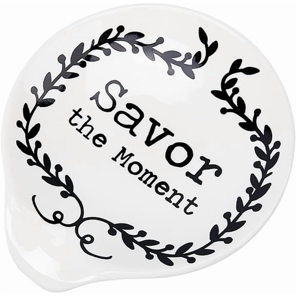 Ceramic Spoon Rest Savor The Moment White Fork Rest Holder Heat-Resistant Kitchenware Cooking Gadget Utensil Rest for Kitchen Stove Top Counter Dishwasher Safe Housewarming Gift Grandma