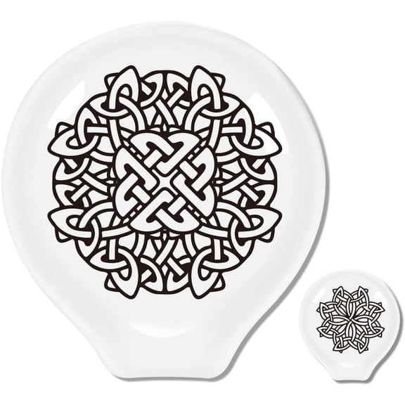 Ceramic Spoon Rest Spoon Holder for Kitchen Counter Floral 90~100x85~91mm 2pcs/set for DIY