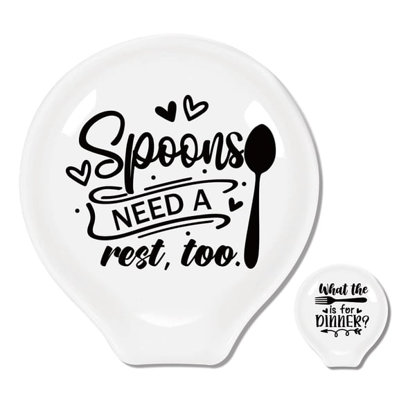Ceramic Spoon Rest Spoon Holder for Kitchen Counter Word 90x85mm 2pcs/set Ceramics
