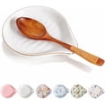 Ceramic Spoon Rest for Stove Top, 5 inch Gold Trim Spoon Holder for ...