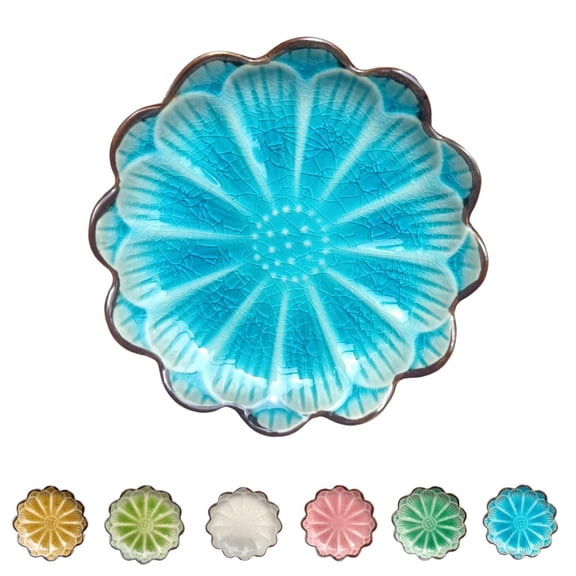 Ceramic Spoon Rest for Stove Top, Flower Cute Spoon Rest for Kitchen Counter, Cooking Spoon Holder for Kitchen Counter, Utensil Rest Spatula Rest Ladle Holder Tong Rest, 1 PC (Cracks Deco, Pink)