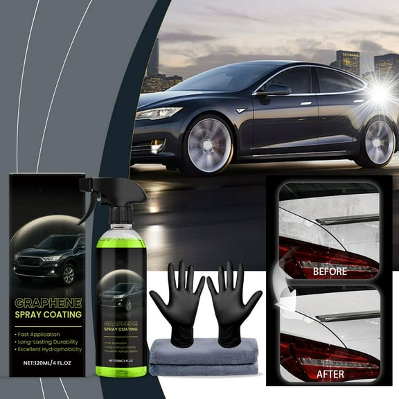 Ceramic Spray Coating, 3-In-1 Nano Technology for Hydrophobic Paint Protection, UV Resistance & Gloss Renewal, Multi-Surface Use on Cars, Wheels, Glass, Quick Detailer Spray, 120ml