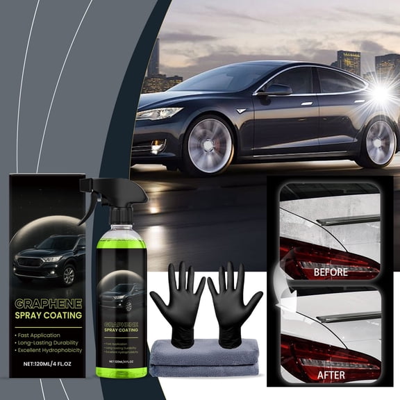 Ceramic Spray Coating Car Wax 120ml • 3-in-1 Graphene Titanium Nano Ceramic Coating for AutomotiveWheels Glass • Hydrophobic High Gloss Protection