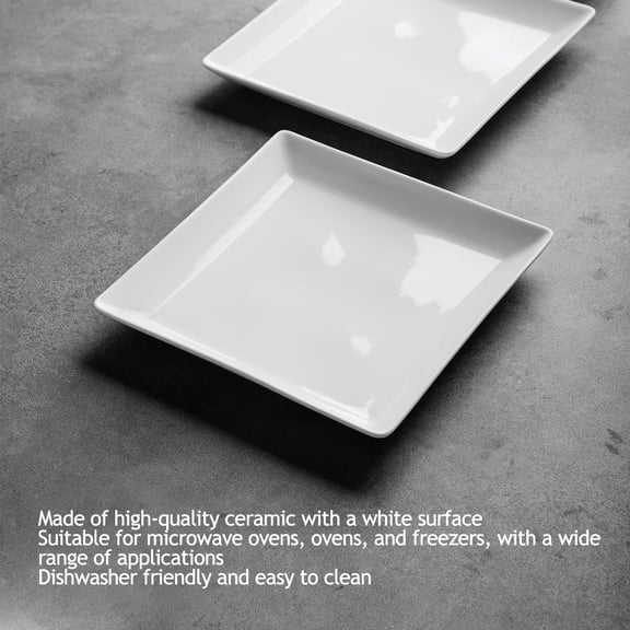 Ceramic Square Dinner Plates,7.7 Inch Square Serving Plate for Steak, Pasta, Salad, Snacks, Dessert, Appetizer Plates-Set of 4$$Home Decor, Kitchen, & Other