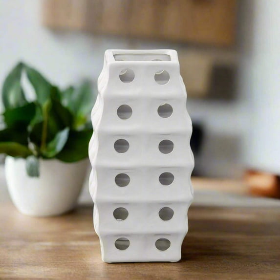 Kaida Chrome Cutout Ceramic Vase