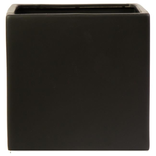 Medium Matte Black Ceramic Square Pot