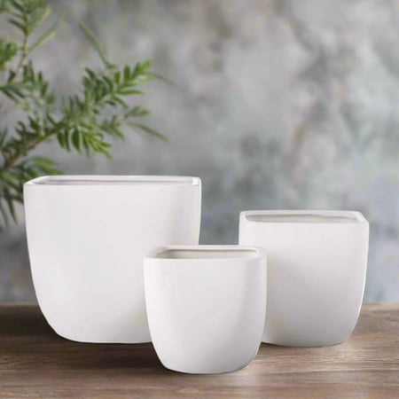 Aurette Brushed Column Ceramic Pot Set (Set of 3)