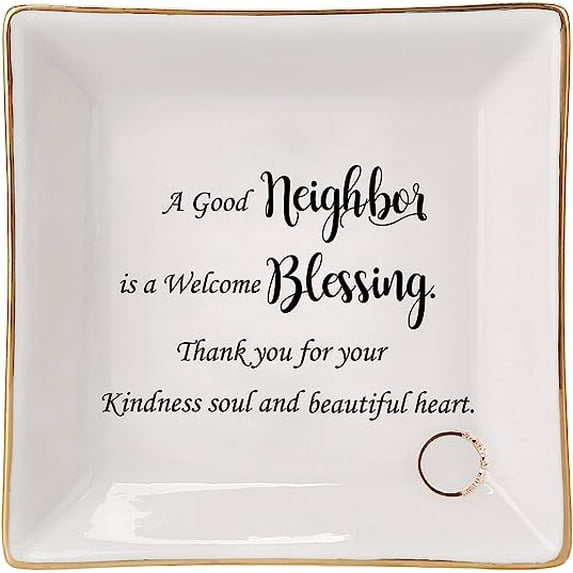 Ceramic Square Ring Dish Jewelry Tray for Neighbor, Neighbor Gift
