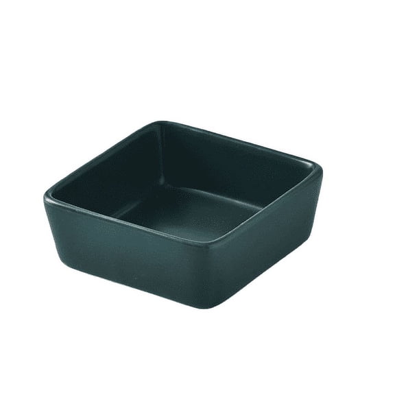 Ceramic Square Snack Bowl Platter Household Split Plate Snack Plate Hot Pot Sauce Plate Bamboo and Wooden Tray-blackish green