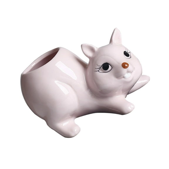 Ceramic Squirrel Shape Planter Holder Storage Bucket Personality Decoration
