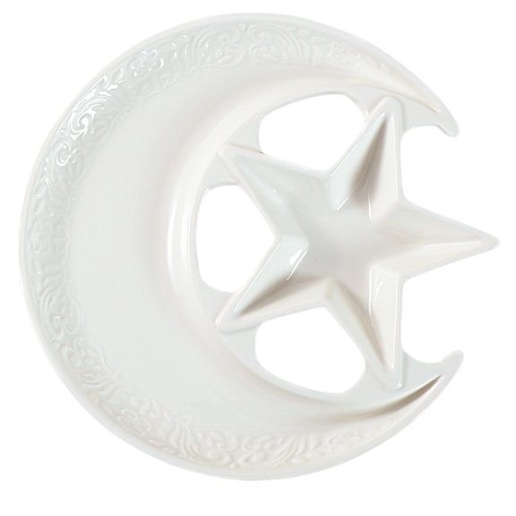 Ceramic Star Moon Plates, 8.1 In / 20.5 Cm White Serving Plates, Modern Dipping Design for Salads, Desserts, Appetizers, Creative Food Dishes for Home, Restaurant Use