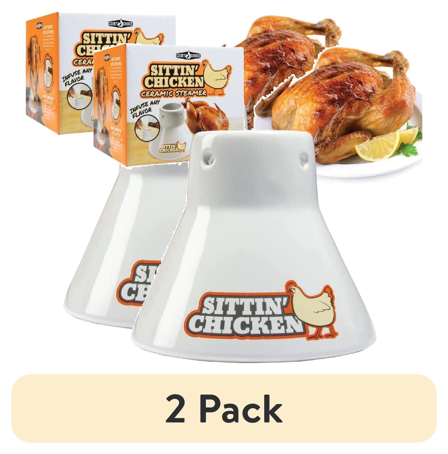(2 pack) Ceramic Steamer Beer Can Chicken Roaster Sittin' Chicken