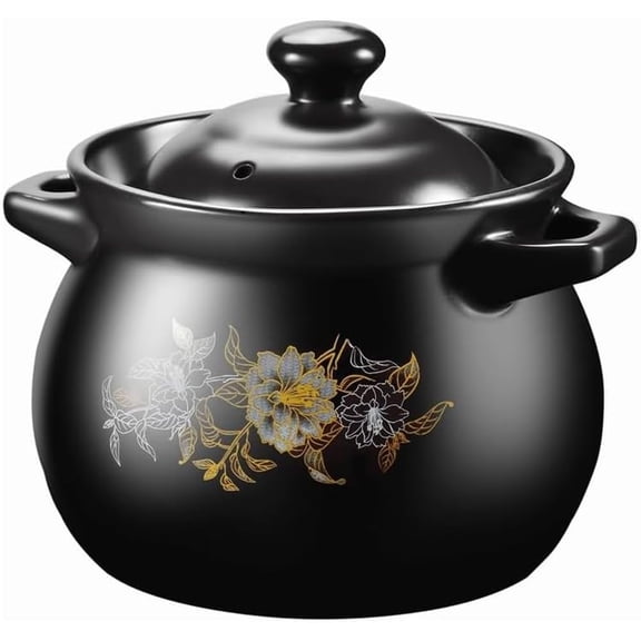 Ceramic Stew Pot with Lid, Clay Rice Cooker Pots Earthenware Claypot, Heat Resistant Casserole Dish for Cooking Soups Stews and Sauces, Earthenware Pot for Home Kitchen Use,5L/4.5Quarts