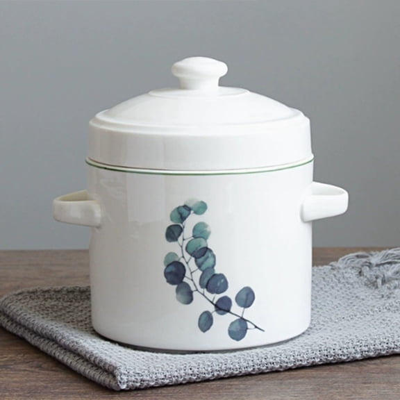 Ceramic Stew Pot with Lid Steam Soup Bowl Steaming Cup Stockpot Cooking Earthen Casserole Pot for Home Kitchen Egg Custard Medicinal