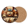 thumbnail image 1 of Ceramic Stone Cork Drink Coasters Set of 1, Coffee Cups Round Absorbent Non-Slip Durable Genuine Cork Stuffers Coasters for Coffee Bar Kitchen Office (4*4 Inch), 1 of 3