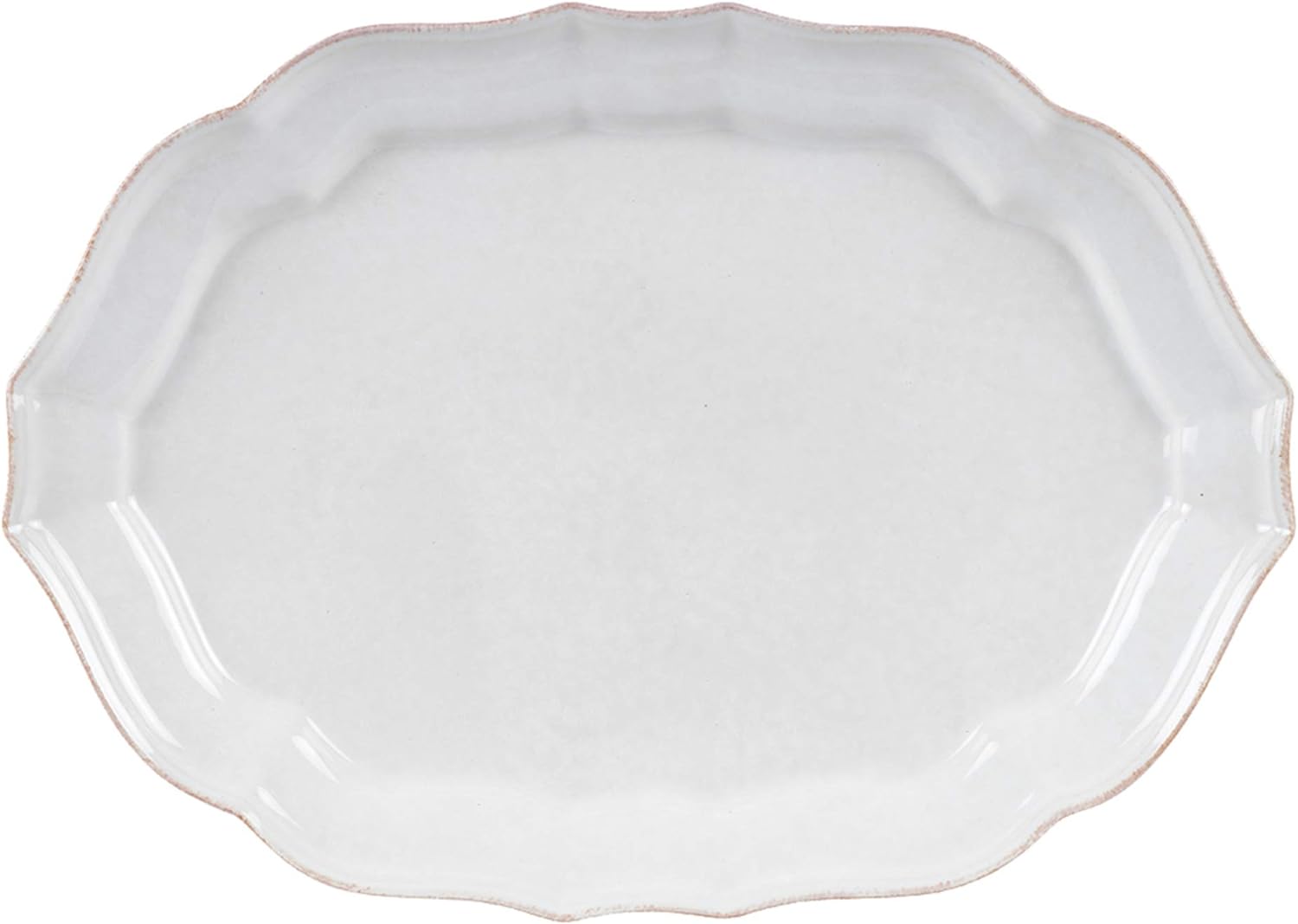 Ceramic Stoneware 18'' Oval Platter Impressions Collection, White