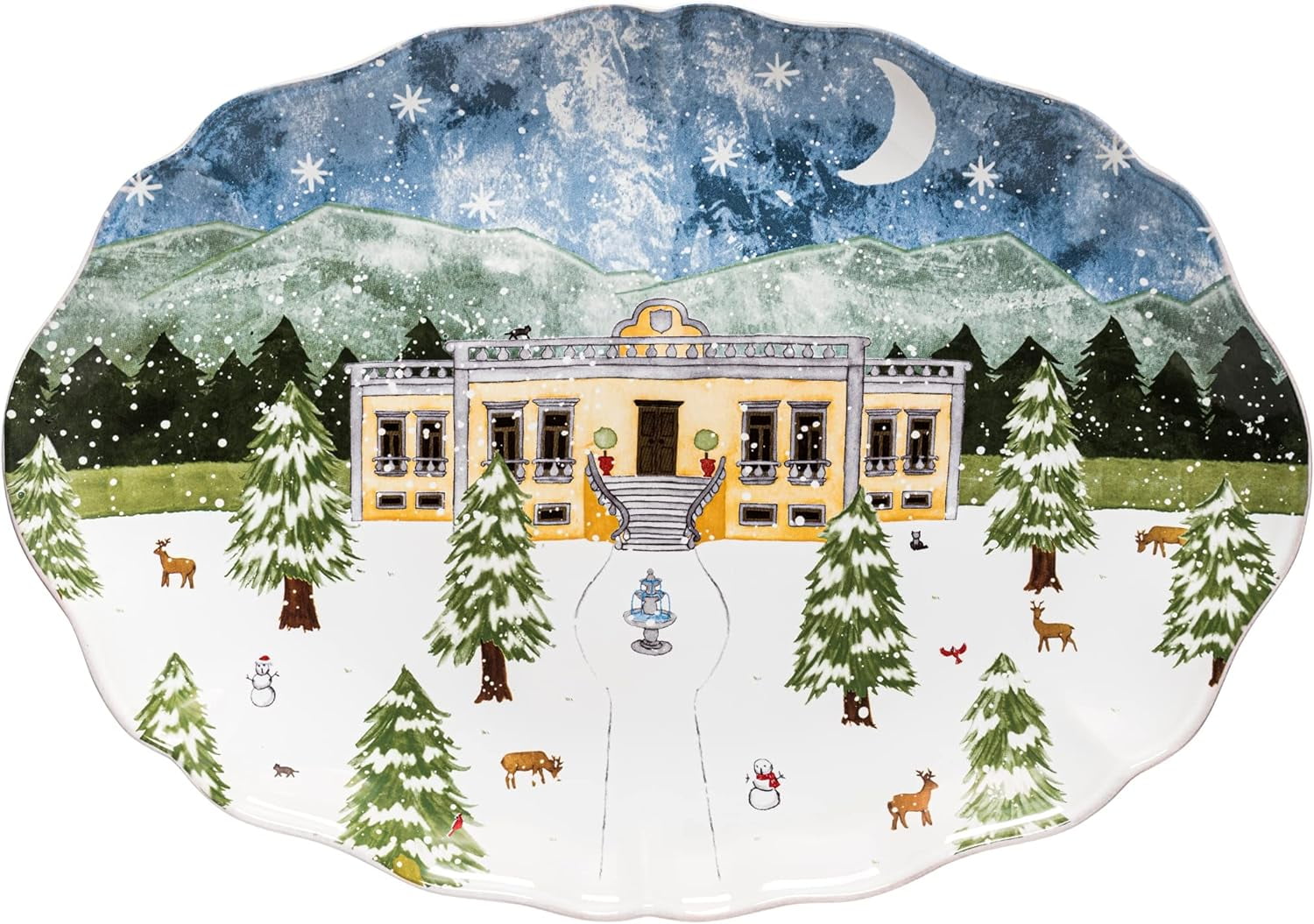 Ceramic Stoneware 20'' Oval Platter The Nutcracker Collection, White