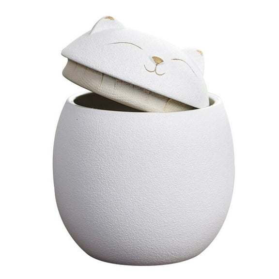 Ceramic Storage Canister Decorative Tea Container Cat Jar Toys White