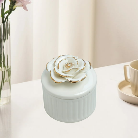 Ceramic Storage Jar Hand-Painted Organizer Box with Sea-Themed Design for Home Décor and Gift