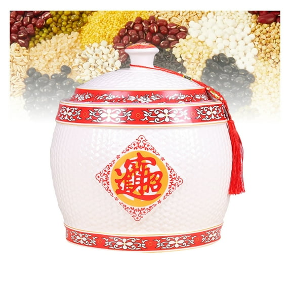Ceramic Storage Jars For Kitchen,Rice Storage Containe Rice Jar Food Containers, Large Capacity,Multi-function Container Household Rice Barrel For Flour Sugar Cereals
