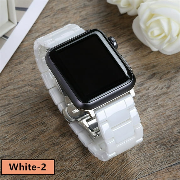 Ceramic Strap for Apple Watch Band 45mm 41mm 44mm 40mm 42mm 38mm Accessories Stainless Steel Wristbands Bracelet iWatch Series 6 5 4 3 SE 7 Wrist Band - White ceramic2