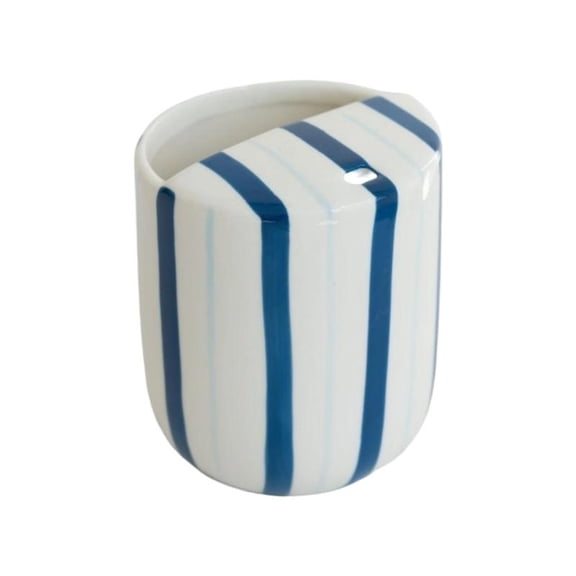 Ceramic Striped Drinking Cup Handheld Coffee Mug with Sip Top Lid Gift For Mother Day Christmas Housewarmings Party