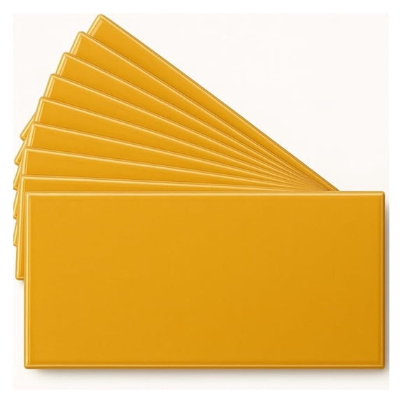 Ceramic Subway Wall Tile Glossy Mustard 3x6 Inch 10 Pieces