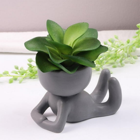 Ceramic Succulent Planters Cute Decoration Pot Creative Human Shaped Small Mini Desktop Decoration Pots for Planting Succulents Home Decoration