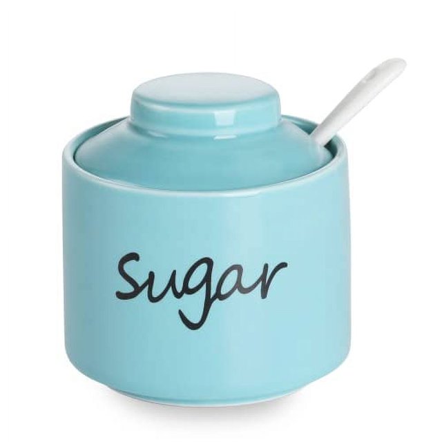 Ceramic Sugar Bowl with Lid and Spoon,Porcelain Sugar Pot,8oz
