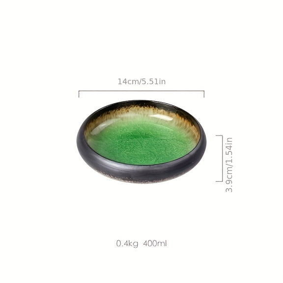 Ceramic Sushi Plate with Crackle Glaze, Japanese Serving Plate for Salad and Sashimi
