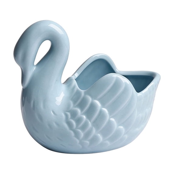 Ceramic Swan Candle Holder, 3.94 x 3.27 in, Blue, Decorative Tabletop Accent for Coordinated Candle Arrangements and Home Displays