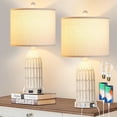 thumbnail image 1 of Farmhouse Table Lamps Set of 2, 3-Way Dimmable Touch Lamp for Bedroom Nightstand with USB A+C Ports & AC Outlet, White Vintage Boho Bedside Lamp for Living Room End Table (Bulbs Included), 1 of 14