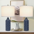 Ceramic Table Lamps Set of 2, Navy Blue Bedside Lamp 25" Nightstand