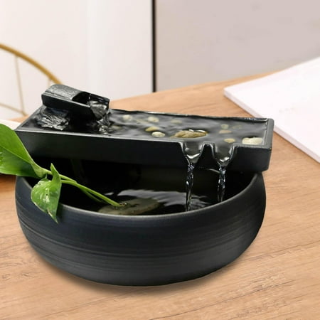 Ceramic Tabletop Fountain Calming Soothing Relaxation Fountain Waterfall Fish Tank Desktop Fountain Office Home Ornament