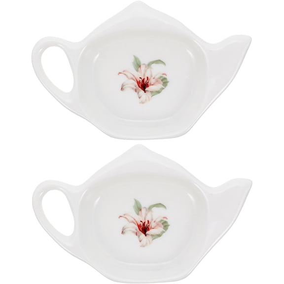 Ceramic Tea Bag Holders 2-Pack Small Tea Bag Coasters and Spoon Rests for Home Kitchen Dining 4.72X2.99X0.86In Practical Loose Dish Tray