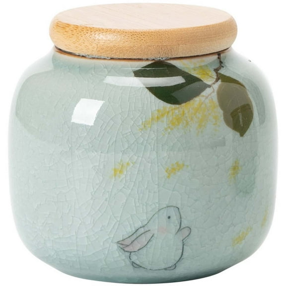 Ceramic Tea Caddy with Chinese Calligraphy, Airtight Canister for Loose Leaf Tea, Herbs & Spices