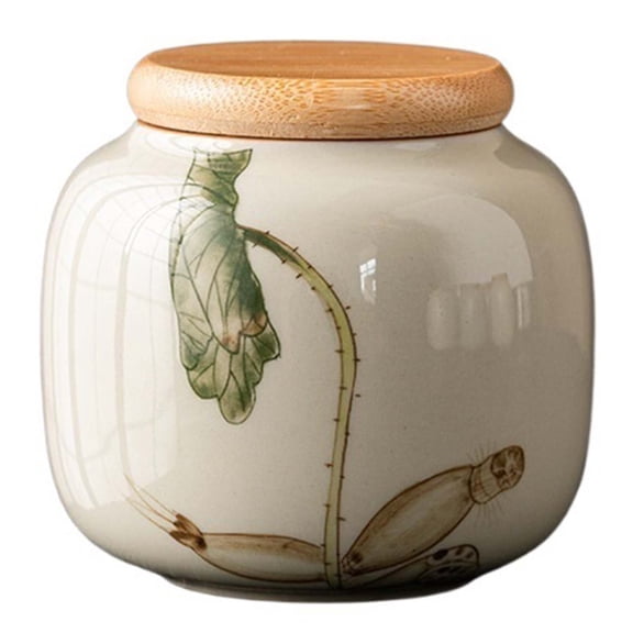 Ceramic Tea Caddy with Chinese Calligraphy, Airtight Canister for Loose Leaf Tea, Herbs & Spices