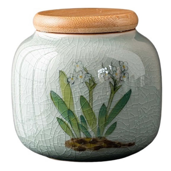 Ceramic Tea Caddy with Chinese Calligraphy, Airtight Canister for Loose Leaf Tea, Herbs & Spices