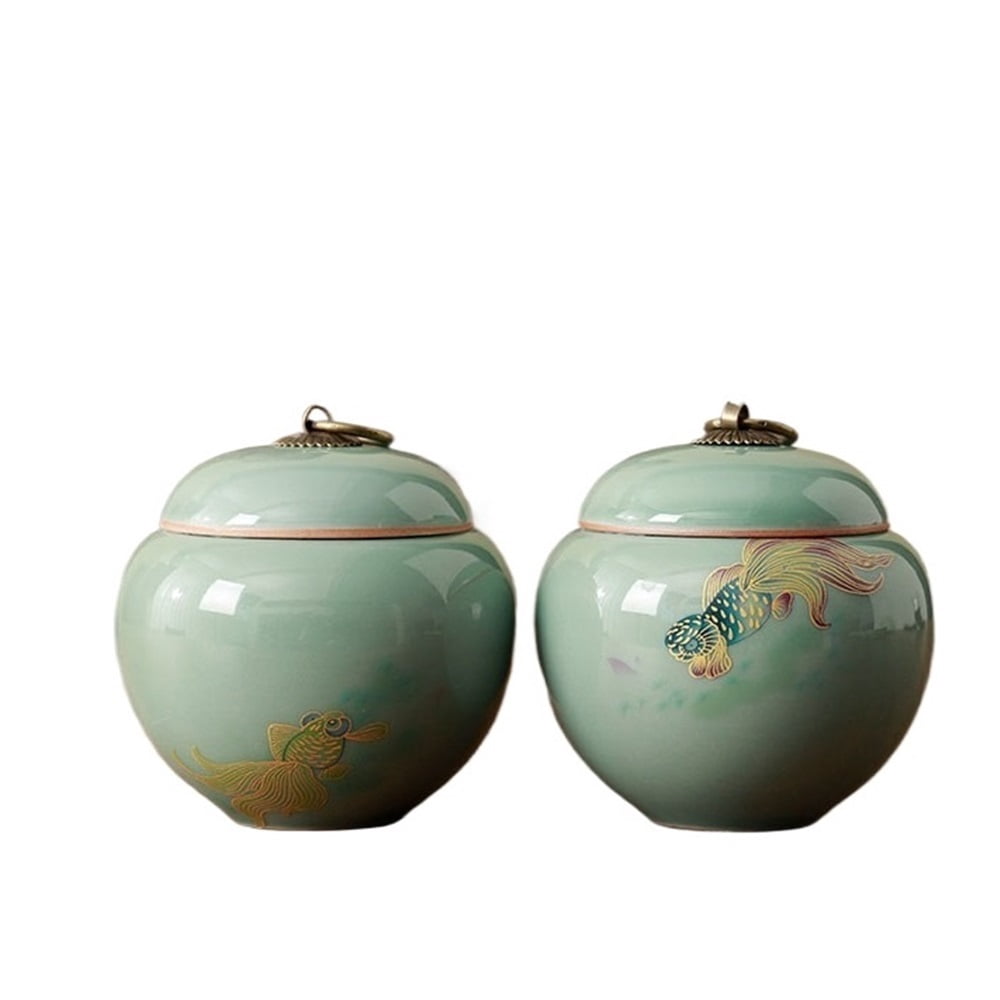 Ceramic Tea Canister 2 Pack Airtight Lid Kitchen Storage Set - Walmart.com