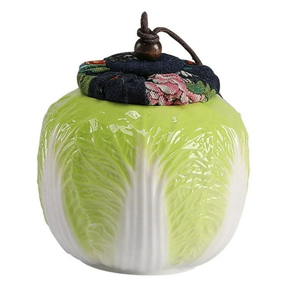 Ceramic Tea Jar Storage Canister Chinese Cabbage with Lid Organizer Storage Jar Tea Tin for Tea Sugar Coffee