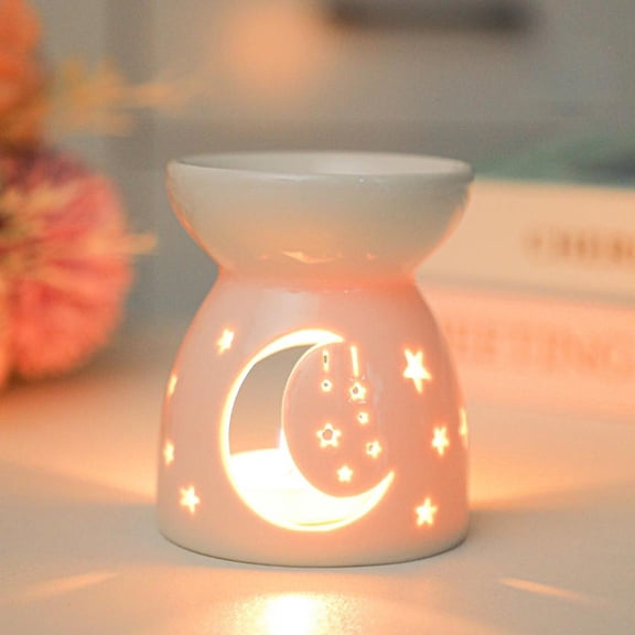 Ceramic Tea Light Candle Holder, Essential Oil Burner Wax Melt Burner, Love Decor Pattern, Incense Aroma Diffuser, Home Decor