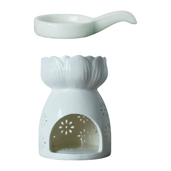 Ceramic Tea Light Candle Holder & Oil Warmer, Aromatherapy Essential Oil Diffuser with Spoon, Wax Melt Burner for Home Decor, Gift for Mom, Dad, Friendsharlik