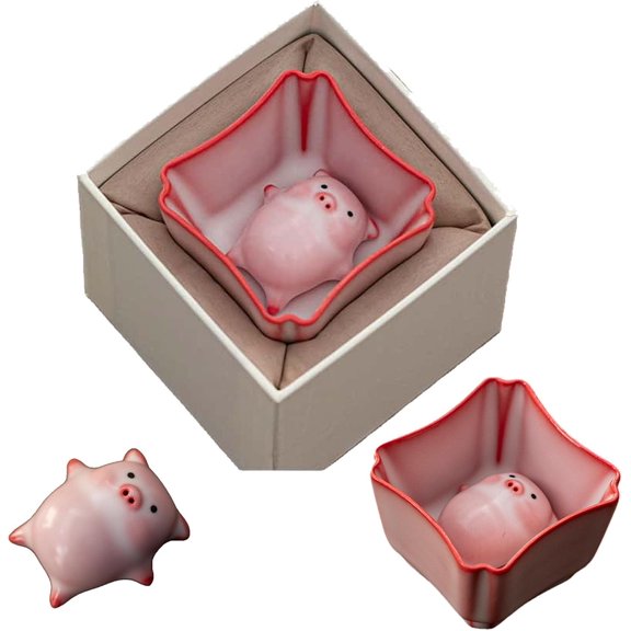 Ceramic Tea Pet Piggy Cartoon Tea Cup, Handmade Blow Bubbles Pig Figurine for Kung Fu Tea Ceremony, Funny Gift and Home Decoration Accessory